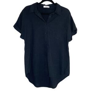 Apraw Black Button Up 100% Cotton Top Size Medium